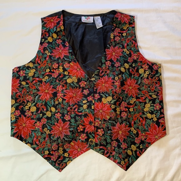 Nutcracker Christmas Vest Holiday Poinsettia Size 24 Colorful Festive.   H1 - Picture 1 of 7